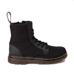 Dr. Martens Doc Combs J Combat Lace Up Boots Canvas Zip Black Youth Kids Size 13